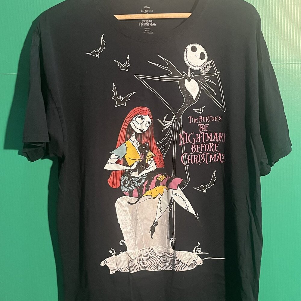 Disney Tim Burton’s The Nightmare Before Christmas T-Shirt Jack & Sally Black XL